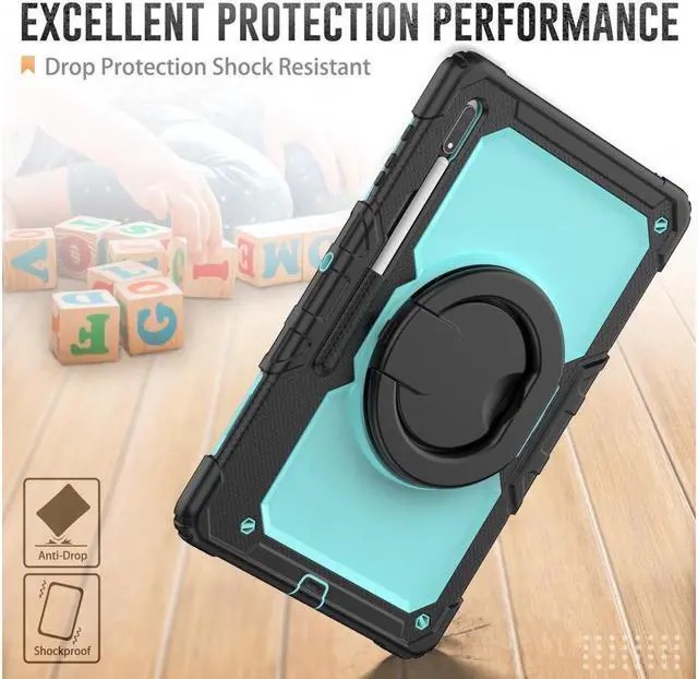 Alt view image 3 of 6 - BONAEVER For Samsung Galaxy Tab S8 Ultra 14.6" Case Model SM-X900 SM-X906 with S Pen Holder Shockproof Protective Cover with Rotating Stand and & Shoulder Strap
