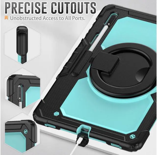 Alt view image 5 of 6 - BONAEVER For Samsung Galaxy Tab S8 Ultra 14.6" Case Model SM-X900 SM-X906 with S Pen Holder Shockproof Protective Cover with Rotating Stand and & Shoulder Strap
