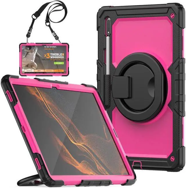 Main image of BONAEVER For Samsung Galaxy Tab S8 Ultra 14.6" Case Model SM-X900 SM-X906 with S Pen Holder Shockproof Protective Cover with Rotating Stand and & Shoulder Strap
