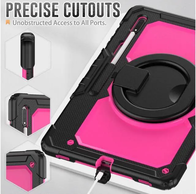 Alt view image 6 of 7 - BONAEVER For Samsung Galaxy Tab S8 Ultra 14.6" Case Model SM-X900 SM-X906 with S Pen Holder Shockproof Protective Cover with Rotating Stand and & Shoulder Strap