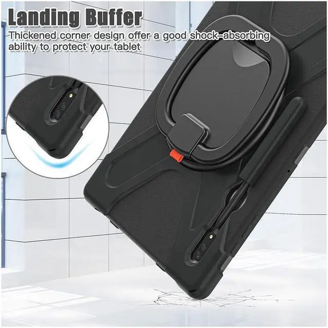 Alt view image 5 of 7 - BONAEVER For Samsung Galaxy Tab S8 Ultra 14.6 inch 2022 Case Shockproof Protective Case for Galaxy Tab S8 Ultra 14.6" 2022 Model SM-X900 SM-X906 with Stand andandle Hand Strap & Shoulder Strap