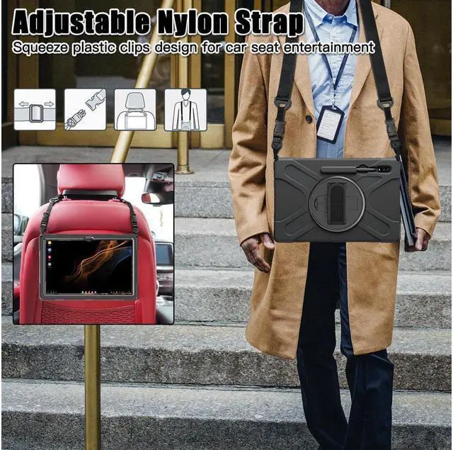 Alt view image 7 of 7 - BONAEVER For Samsung Galaxy Tab S8 Ultra 14.6 inch 2022 Case Shockproof Protective Case for Galaxy Tab S8 Ultra 14.6" Model SM-X900 / SM-X906 with Stand andandle Hand Strap & Shoulder Strap