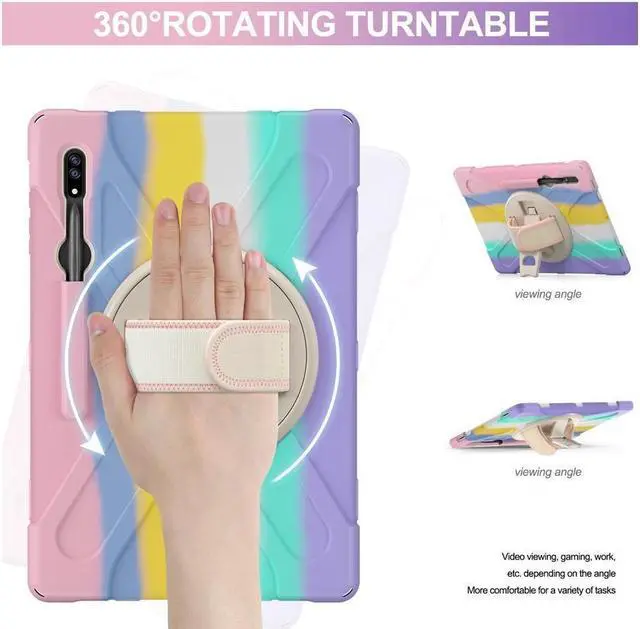 Alt view image 2 of 7 - BONAEVER For Samsung Galaxy Tab S8 Ultra 14.6 inch 2022 Case Shockproof Protective Case for Galaxy Tab S8 Ultra 14.6" Model SM-X900 / SM-X906 with Stand andandle Hand Strap & Shoulder Strap