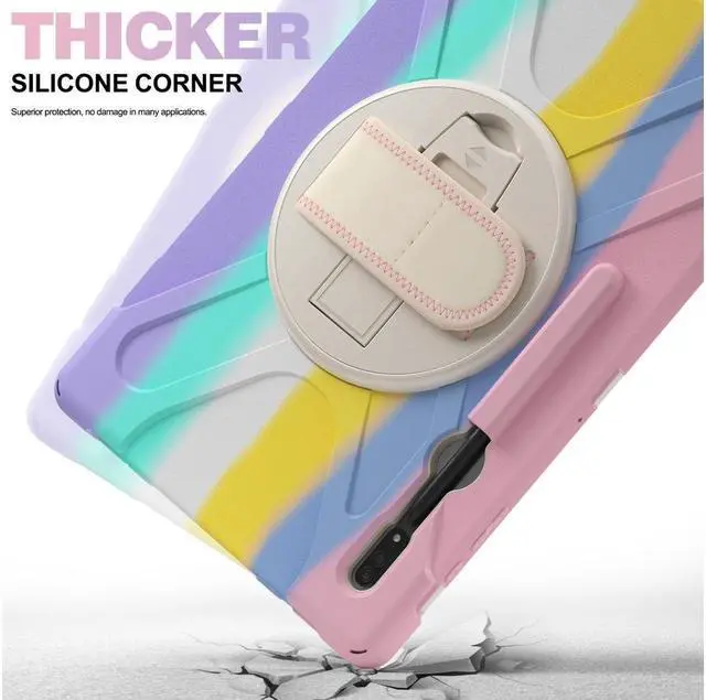 Alt view image 3 of 7 - BONAEVER For Samsung Galaxy Tab S8 Ultra 14.6 inch 2022 Case Shockproof Protective Case for Galaxy Tab S8 Ultra 14.6" Model SM-X900 / SM-X906 with Stand andandle Hand Strap & Shoulder Strap