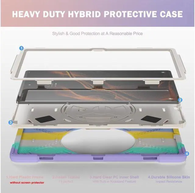 Alt view image 7 of 7 - BONAEVER For Samsung Galaxy Tab S8 Ultra 14.6 inch 2022 Case Shockproof Protective Case for Galaxy Tab S8 Ultra 14.6" Model SM-X900 / SM-X906 with Stand andandle Hand Strap & Shoulder Strap