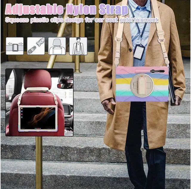 Alt view image 6 of 7 - BONAEVER For Samsung Galaxy Tab S8 Ultra 14.6 inch 2022 Case Shockproof Protective Case for Galaxy Tab S8 Ultra 14.6" Model SM-X900 / SM-X906 with Stand andandle Hand Strap & Shoulder Strap