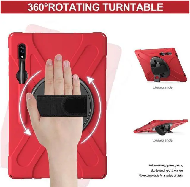 Alt view image 3 of 7 - BONAEVER For Samsung Galaxy Tab S8 Ultra 14.6 inch 2022 Case Shockproof Protective Case for Galaxy Tab S8 Ultra 14.6" Model SM-X900 / SM-X906 with Stand andandle Hand Strap & Shoulder Strap