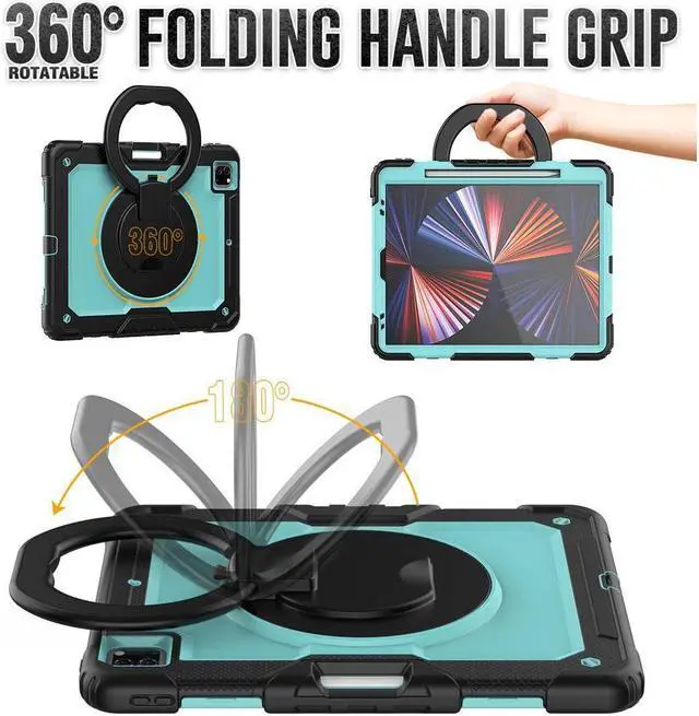 Alt view image 2 of 7 - BONAEVER Case For iPad Pro 12.9 inch 2022 2021 2020 2018 6th 5th 4th 3rd Gen with Screen Protector Pen Holder Stand Shoulder Strap Shockproof Protective Cover