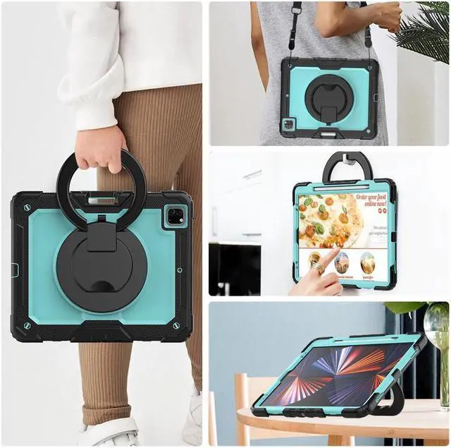 Alt view image 5 of 7 - BONAEVER Case For iPad Pro 12.9 inch 2022 2021 2020 2018 6th 5th 4th 3rd Gen with Screen Protector Pen Holder Stand Shoulder Strap Shockproof Protective Cover