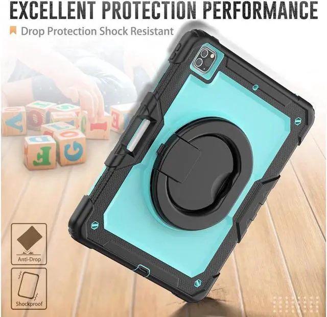 Alt view image 6 of 7 - BONAEVER Case For iPad Pro 12.9 inch 2022 2021 2020 2018 6th 5th 4th 3rd Gen with Screen Protector Pen Holder Stand Shoulder Strap Shockproof Protective Cover