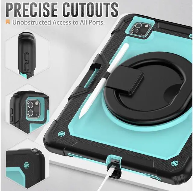 Alt view image 7 of 7 - BONAEVER Case For iPad Pro 12.9 inch 2022 2021 2020 2018 6th 5th 4th 3rd Gen with Screen Protector Pen Holder Stand Shoulder Strap Shockproof Protective Cover