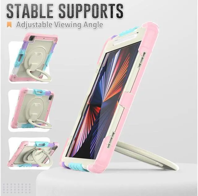 Alt view image 3 of 7 - BONAEVER Case For iPad Pro 12.9 inch 2022 2021 2020 2018 6th 5th 4th 3rd Gen with Screen Protector Pen Holder Stand Shoulder Strap Shockproof Protective Cover