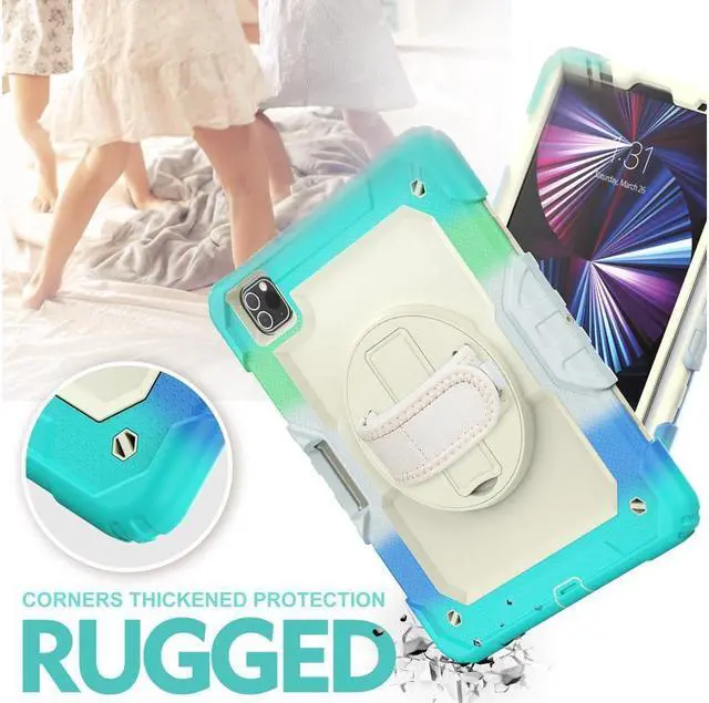 Alt view image 2 of 7 - BONAEVER Case for iPad Pro 11 inch 2022 2021 2020 2018 iPad Air 5 Air 4 10.9 2022 2020 Protective Cover with Screen Protector Pencil Holder with Hand Strap