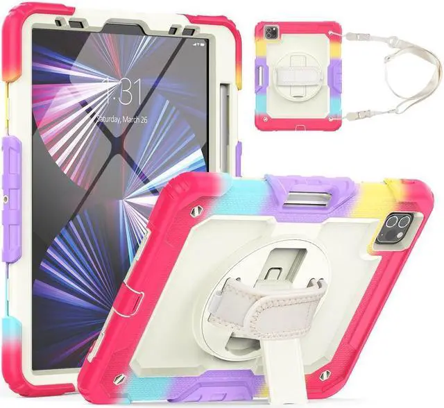 Main image of BONAEVER Case for iPad Pro 11 inch 2022 2021 2020 2018 iPad Air 5 Air 4 10.9 2022 2020 Protective Cover with Screen Protector Pencil Holder with Hand Strap