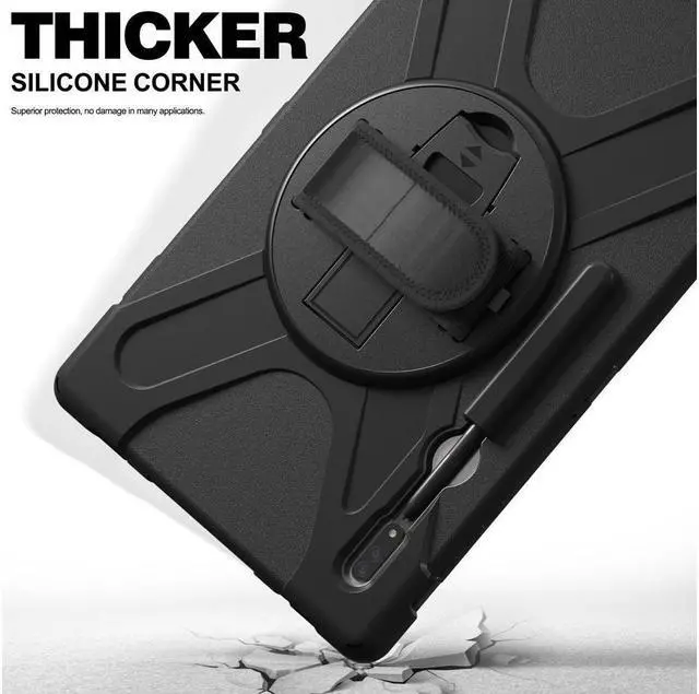 Alt view image 3 of 7 - BONAEVER For Samsung Galaxy Tab S8 Ultra 14.6 inch 2022 Case Shockproof Protective Case for Galaxy Tab S8 Ultra 14.6" Model SM-X900 / SM-X906 with Stand andandle Hand Strap & Shoulder Strap