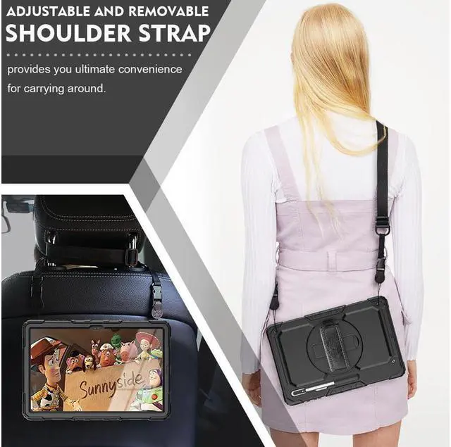 Alt view image 7 of 7 - BONAEVER For Samsung Galaxy Tab S8 Ultra 14.6 inch Case Model SM-X900 / SM-X906 with S Pen Holder Rugged Shockproof Protective Cover with Rotating Stand and & Shoulder Strap