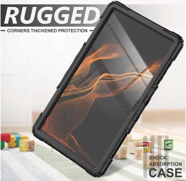 Alt view image 4 of 7 - BONAEVER For Samsung Galaxy Tab S8 Ultra 14.6 inch Case Model SM-X900 / SM-X906 with S Pen Holder Rugged Shockproof Protective Cover with Rotating Stand and & Shoulder Strap