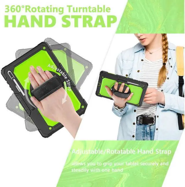 Alt view image 4 of 7 - BONAEVER For Samsung Galaxy Tab S8 Ultra 14.6 inch Case Model SM-X900 / SM-X906 with S Pen Holder Rugged Shockproof Protective Cover with Rotating Stand and & Shoulder Strap
