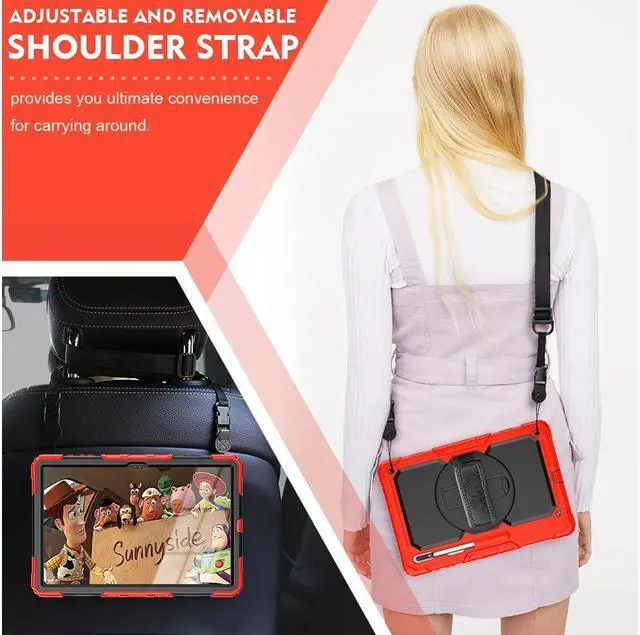 Alt view image 4 of 7 - BONAEVER For Samsung Galaxy Tab S8 Ultra 14.6 inch Case Model SM-X900 / SM-X906 with S Pen Holder Rugged Shockproof Protective Cover with Rotating Stand and & Shoulder Strap