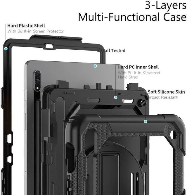 Alt view image 5 of 7 - BONAEVER For Galaxy Tab S8 2022 / Tab S7 2020 11 Inch Case (SM-X700/706/T870/T875) with S Pen Holder Rugged Shockproof Rotating Stand and Protective Cover for Galaxy Tab S8 / S7 11"