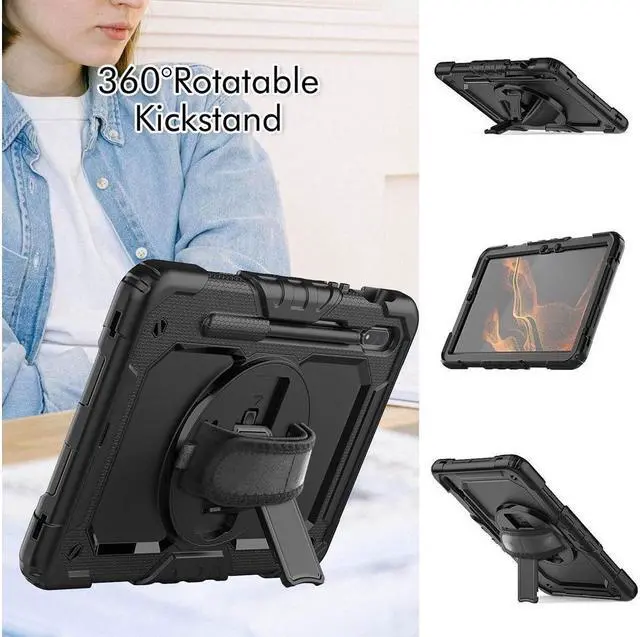 Alt view image 4 of 7 - BONAEVER For Galaxy Tab S8 2022 / Tab S7 2020 11 Inch Case (SM-X700/706/T870/T875) with S Pen Holder Rugged Shockproof Rotating Stand and Protective Cover for Galaxy Tab S8 / S7 11"