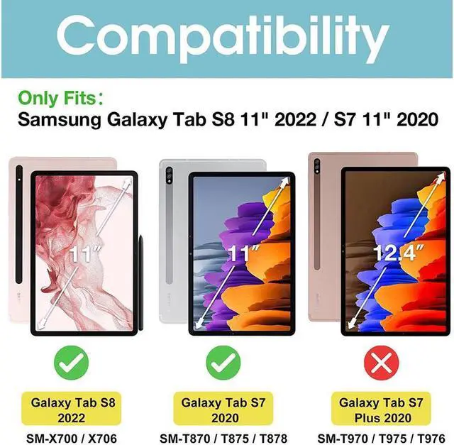 Alt view image 2 of 7 - BONAEVER For Galaxy Tab S8 2022 / Tab S7 2020 11 Inch Case (SM-X700/706/T870/T875) with S Pen Holder Rugged Shockproof Rotating Stand and Protective Cover for Galaxy Tab S8 / S7 11"
