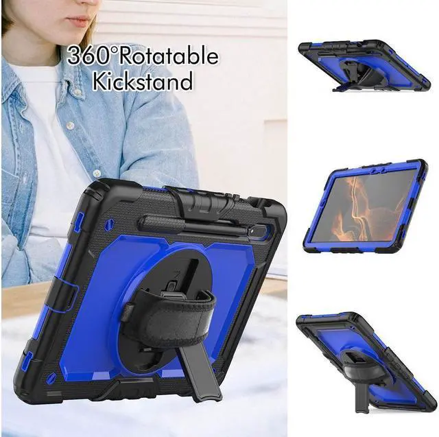 Alt view image 3 of 7 - BONAEVER For Galaxy Tab S8 2022 / Tab S7 2020 11 Inch Case (SM-X700/706/T870/T875) with S Pen Holder Rugged Shockproof Rotating Stand and Protective Cover for Galaxy Tab S8 / S7 11"