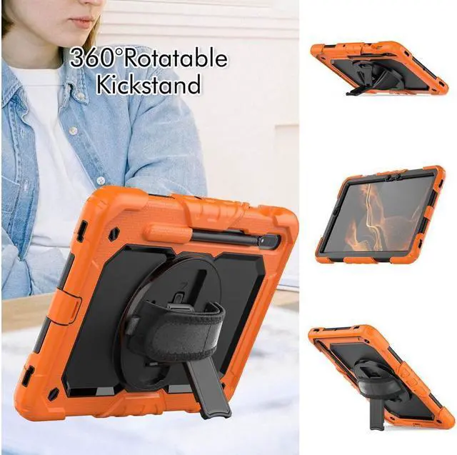Alt view image 4 of 7 - BONAEVER For Galaxy Tab S8 2022 / Tab S7 2020 11 Inch Case (SM-X700/706/T870/T875) with S Pen Holder Rugged Shockproof Rotating Stand and Protective Cover for Galaxy Tab S8 / S7 11"