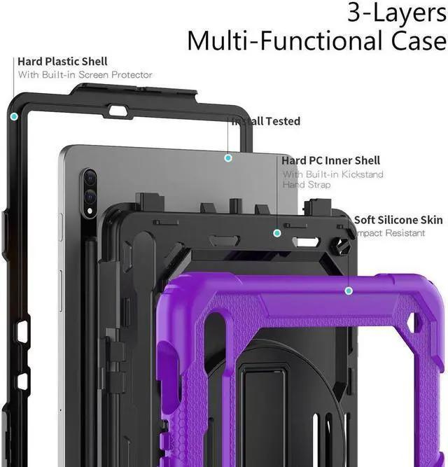 Alt view image 5 of 7 - BONAEVER For Galaxy Tab S8 2022 / Tab S7 2020 11 Inch Case (SM-X700/706/T870/T875) with S Pen Holder Rugged Shockproof Rotating Stand and Protective Cover for Galaxy Tab S8 / S7 11"