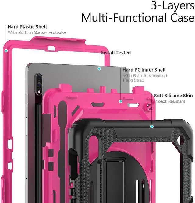 Alt view image 5 of 7 - BONAEVER For Galaxy Tab S8 2022 / Tab S7 2020 11 Inch Case (SM-X700/706/T870/T875) with S Pen Holder Rugged Shockproof Rotating Stand and Protective Cover for Galaxy Tab S8 / S7 11"