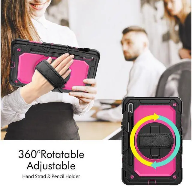 Alt view image 4 of 7 - BONAEVER For Galaxy Tab S8 2022 / Tab S7 2020 11 Inch Case (SM-X700/706/T870/T875) with S Pen Holder Rugged Shockproof Rotating Stand and Protective Cover for Galaxy Tab S8 / S7 11"