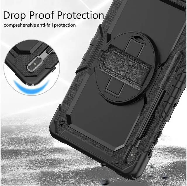 Alt view image 4 of 7 - BONAEVER Case for Samsung Galaxy Tab S8 Plus / S8+ 12.4'' (2022) / S7 FE 5G (2021) / S7 Plus (2020) 12.4 inch Cover With Screen Protector & 360 Degree Swivel Stand and & H Shoulder Strap