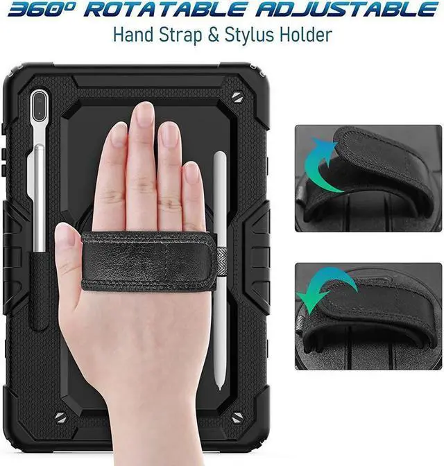 Alt view image 5 of 7 - BONAEVER Case for Samsung Galaxy Tab S8 Plus / S8+ 12.4'' (2022) / S7 FE 5G (2021) / S7 Plus (2020) 12.4 inch Cover With Screen Protector & 360 Degree Swivel Stand and & H Shoulder Strap