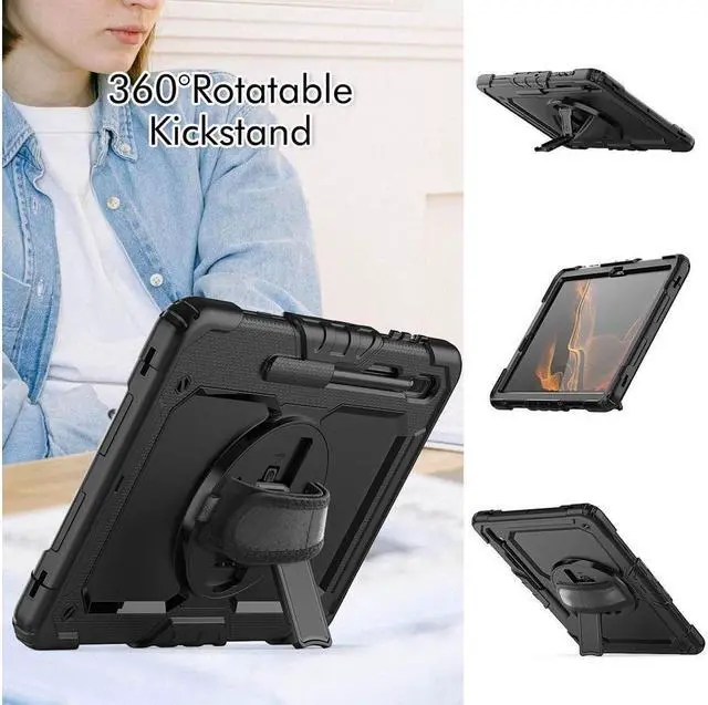 Alt view image 3 of 7 - BONAEVER Case for Samsung Galaxy Tab S8 Plus / S8+ 12.4'' (2022) / S7 FE 5G (2021) / S7 Plus (2020) 12.4 inch Cover With Screen Protector & 360 Degree Swivel Stand and & H Shoulder Strap