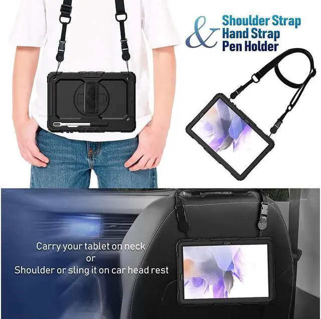 Alt view image 7 of 7 - BONAEVER Case for Samsung Galaxy Tab S8 Plus / S8+ 12.4'' (2022) / S7 FE 5G (2021) / S7 Plus (2020) 12.4 inch Cover With Screen Protector & 360 Degree Swivel Stand and & H Shoulder Strap