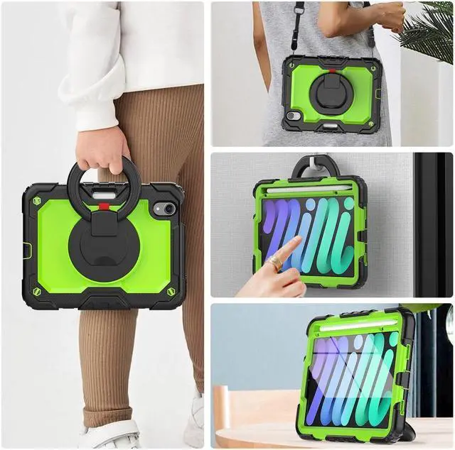 Alt view image 2 of 7 - BONAEVER For iPad Mini 6 Case 2021 8.3 Inch with Pencil Holder & Screen Protector for Kids Boys Girls & Business Protective iPad Mini 6th Generation Cover with H Shoulder Strap