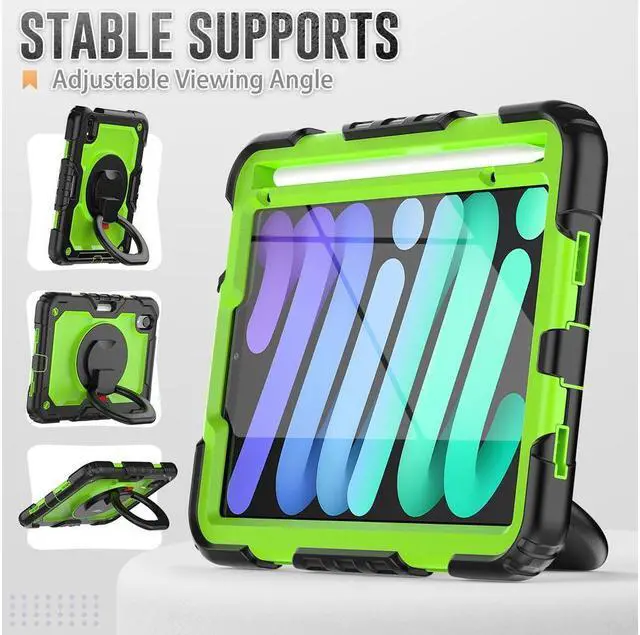 Alt view image 4 of 7 - BONAEVER For iPad Mini 6 Case 2021 8.3 Inch with Pencil Holder & Screen Protector for Kids Boys Girls & Business Protective iPad Mini 6th Generation Cover with H Shoulder Strap