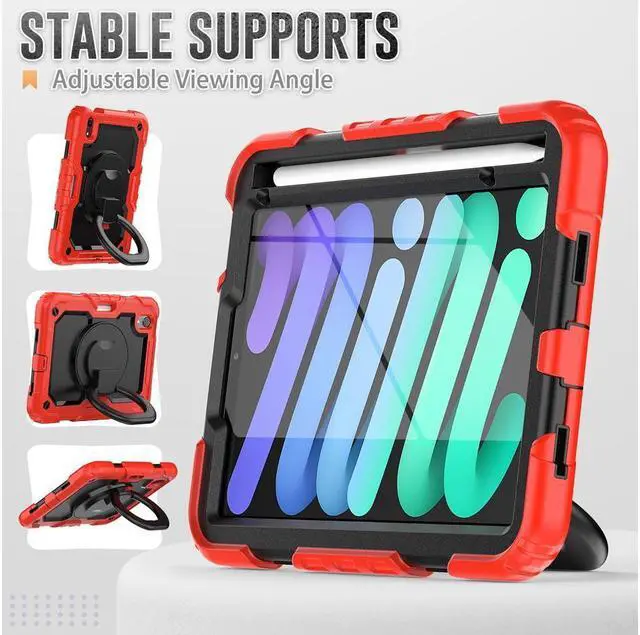 Alt view image 5 of 7 - BONAEVER For iPad Mini 6 Case 2021 8.3 Inch with Pencil Holder & Screen Protector for Kids Boys Girls & Business Protective iPad Mini 6th Generation Cover with H Shoulder Strap