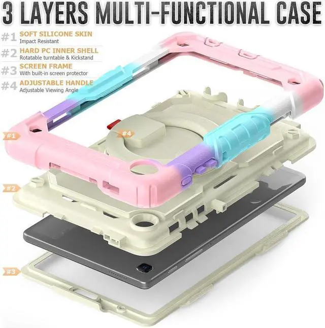 Alt view image 4 of 7 - BONAEVER Case For Samsung Galaxy Tab A7 Lite Case 8.7 inch with Screen Protector Pen Holder Shockproof Hard Protective Kids Cover for Galaxy Tab A7 Lite 2021 SM-T220/T225/T227 with Rotatable Stand