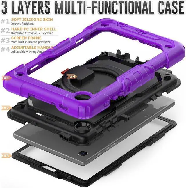 Alt view image 2 of 6 - BONAEVER Case For Samsung Galaxy Tab A7 Lite Case 8.7 inch with Screen Protector Pen Holder Shockproof Hard Protective Kids Cover for Galaxy Tab A7 Lite 2021 SM-T220/T225/T227 with Rotatable Stand