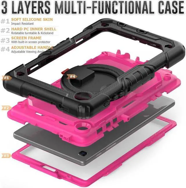 Alt view image 3 of 6 - BONAEVER Case For Samsung Galaxy Tab A7 Lite Case 8.7 inch with Screen Protector Pen Holder Shockproof Hard Protective Kids Cover for Galaxy Tab A7 Lite 2021 SM-T220/T225/T227 with Rotatable Stand