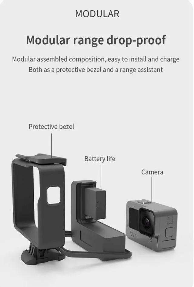 Alt view image 4 of 7 - BONAEVER Extended Battery for GoPro Hero 9 / GoPro 10 Black Extra Battery with Shockproof Protective Frame Housing Case Cover Shell with Side Power Bank