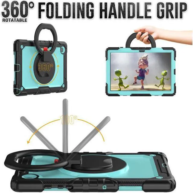 Alt view image 3 of 7 - Case For Samsung Galaxy Tab Tab A8 10.5 inch 2022 with Screen Protector and Pen Holder, Shockproof Hard Protective Kids Cover for Galaxy Tab A8 10.5 inch SM-X200 SM-X205 SM-X207 with Rotatable Stand