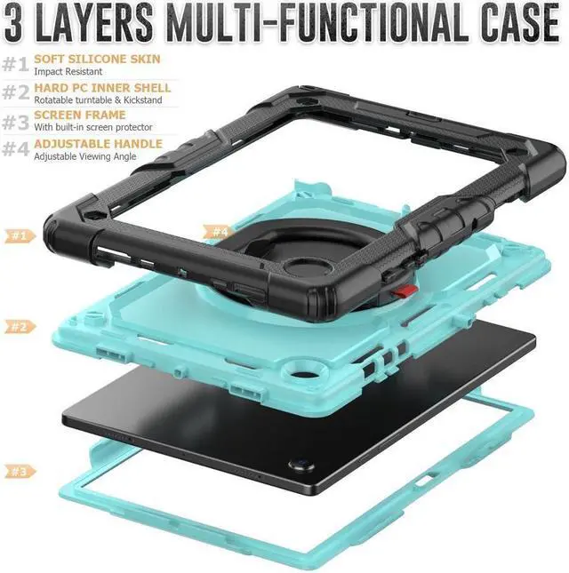 Alt view image 5 of 7 - Case For Samsung Galaxy Tab Tab A8 10.5 inch 2022 with Screen Protector and Pen Holder, Shockproof Hard Protective Kids Cover for Galaxy Tab A8 10.5 inch SM-X200 SM-X205 SM-X207 with Rotatable Stand