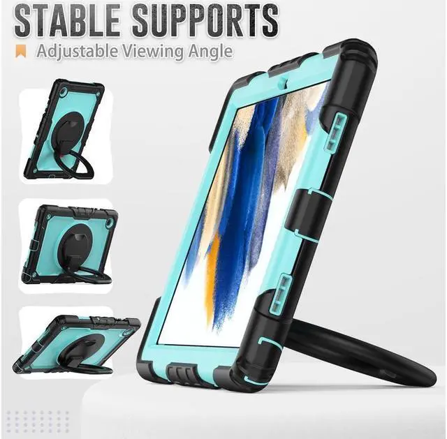 Alt view image 7 of 7 - Case For Samsung Galaxy Tab Tab A8 10.5 inch 2022 with Screen Protector and Pen Holder, Shockproof Hard Protective Kids Cover for Galaxy Tab A8 10.5 inch SM-X200 SM-X205 SM-X207 with Rotatable Stand