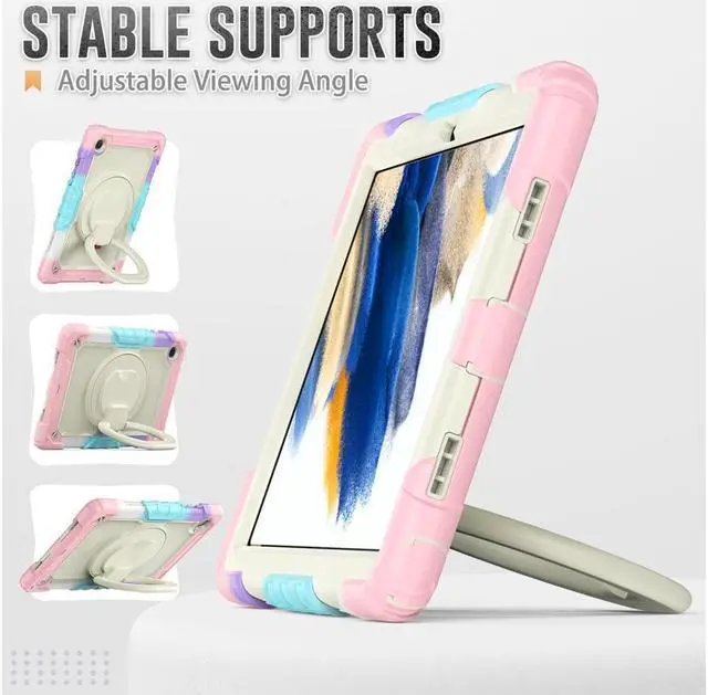 Alt view image 2 of 7 - Case For Samsung Galaxy Tab Tab A8 10.5 inch 2022 with Screen Protector and Pen Holder, Shockproof Hard Protective Kids Cover for Galaxy Tab A8 10.5 inch SM-X200 SM-X205 SM-X207 with Rotatable Stand