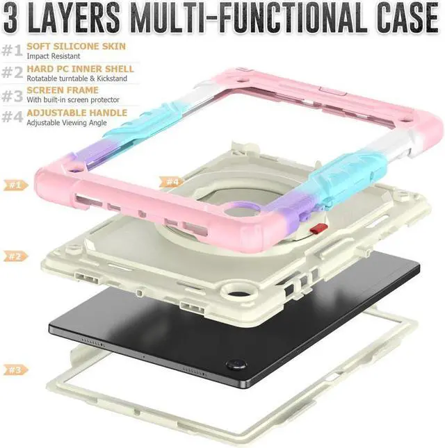 Alt view image 4 of 7 - Case For Samsung Galaxy Tab Tab A8 10.5 inch 2022 with Screen Protector and Pen Holder, Shockproof Hard Protective Kids Cover for Galaxy Tab A8 10.5 inch SM-X200 SM-X205 SM-X207 with Rotatable Stand