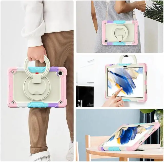 Alt view image 6 of 7 - Case For Samsung Galaxy Tab Tab A8 10.5 inch 2022 with Screen Protector and Pen Holder, Shockproof Hard Protective Kids Cover for Galaxy Tab A8 10.5 inch SM-X200 SM-X205 SM-X207 with Rotatable Stand