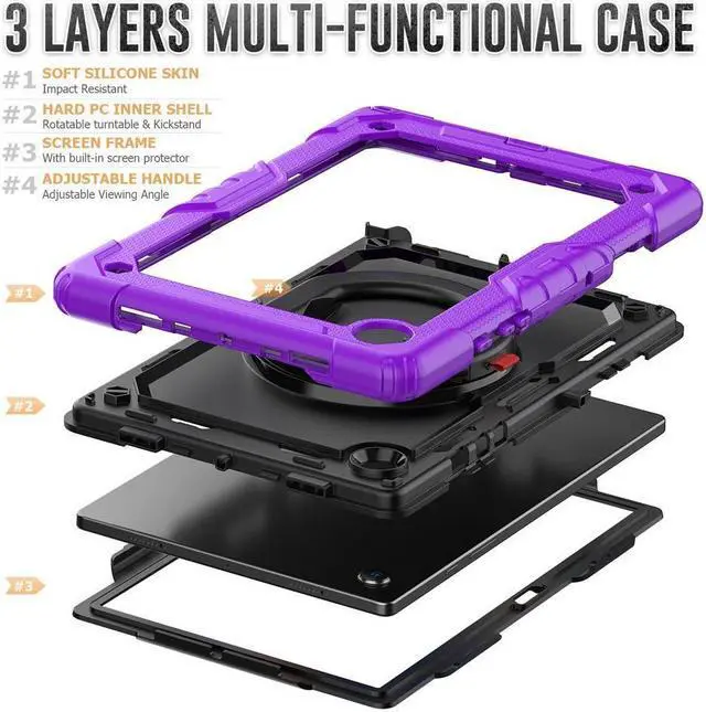 Alt view image 6 of 7 - Case For Samsung Galaxy Tab Tab A8 10.5 inch 2022 with Screen Protector and Pen Holder, Shockproof Hard Protective Kids Cover for Galaxy Tab A8 10.5 inch SM-X200 SM-X205 SM-X207 with Rotatable Stand