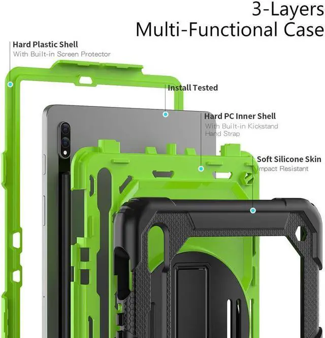 Alt view image 7 of 7 - BONAEVER For Galaxy Tab S8 2022 / Tab S7 2020 11 Inch Case (SM-X700/706/T870/T875) with S Pen Holder Rugged Shockproof Rotating Stand and Protective Cover for Galaxy Tab S8 / S7 11"
